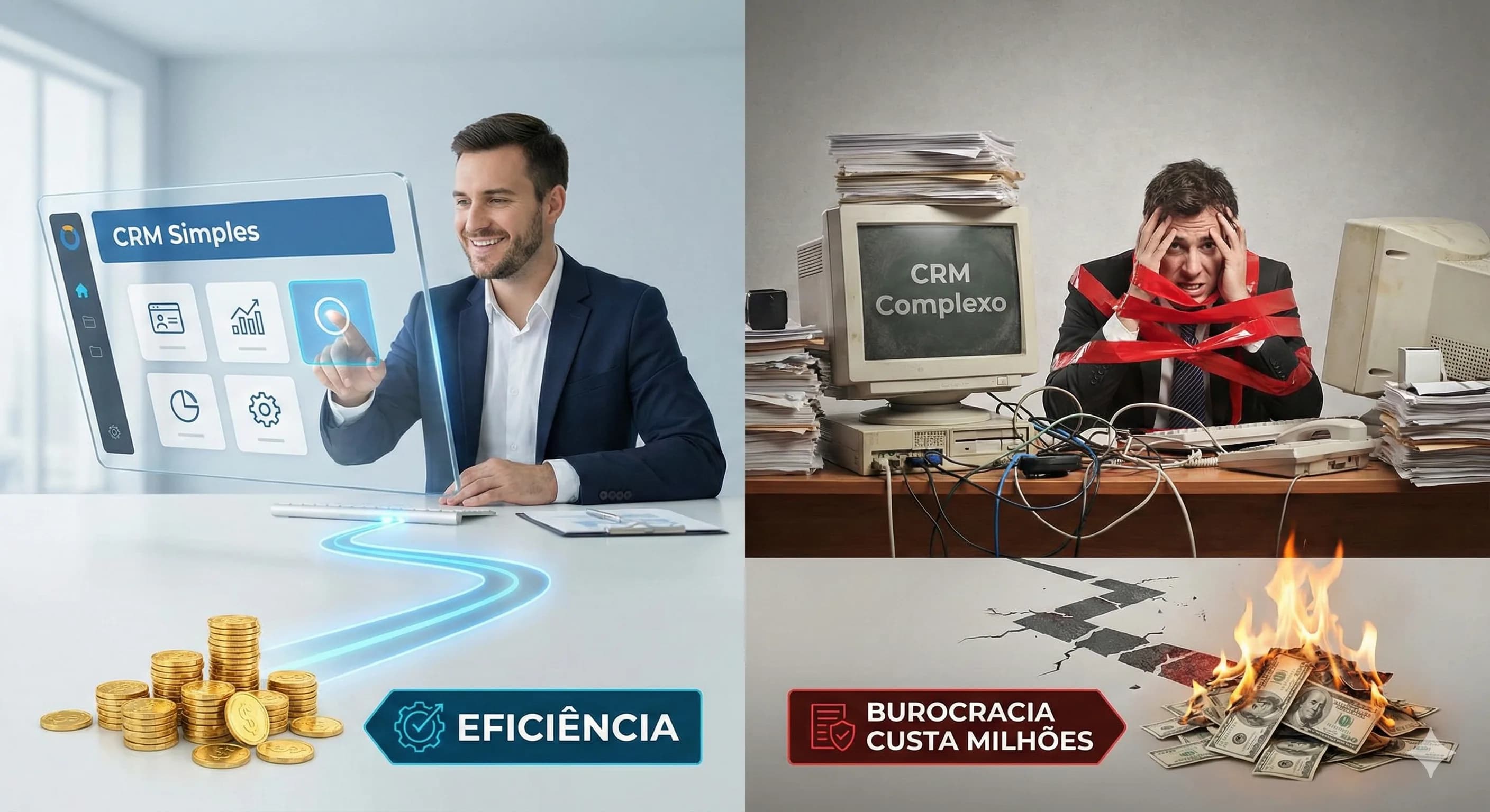 CRM Simples vs. Complexo: Comparativo do Custo da Burocracia em Vendas